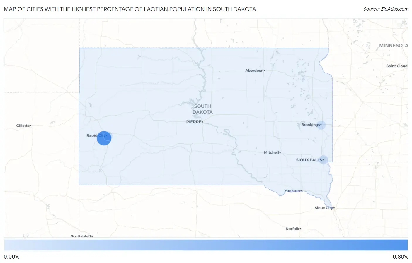 Cities with the Highest Percentage of Laotian Population in South Dakota Map