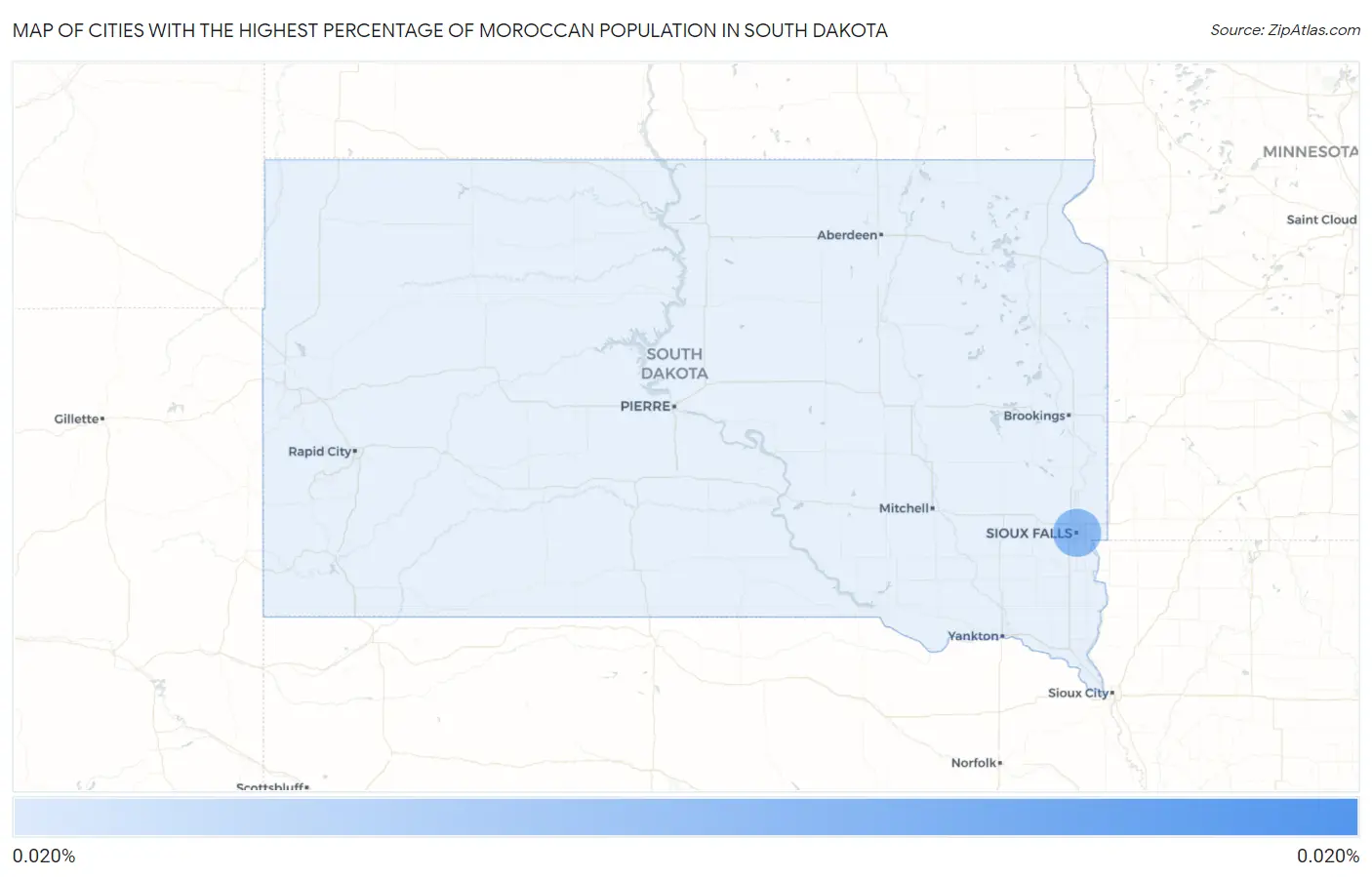 Cities with the Highest Percentage of Moroccan Population in South Dakota Map