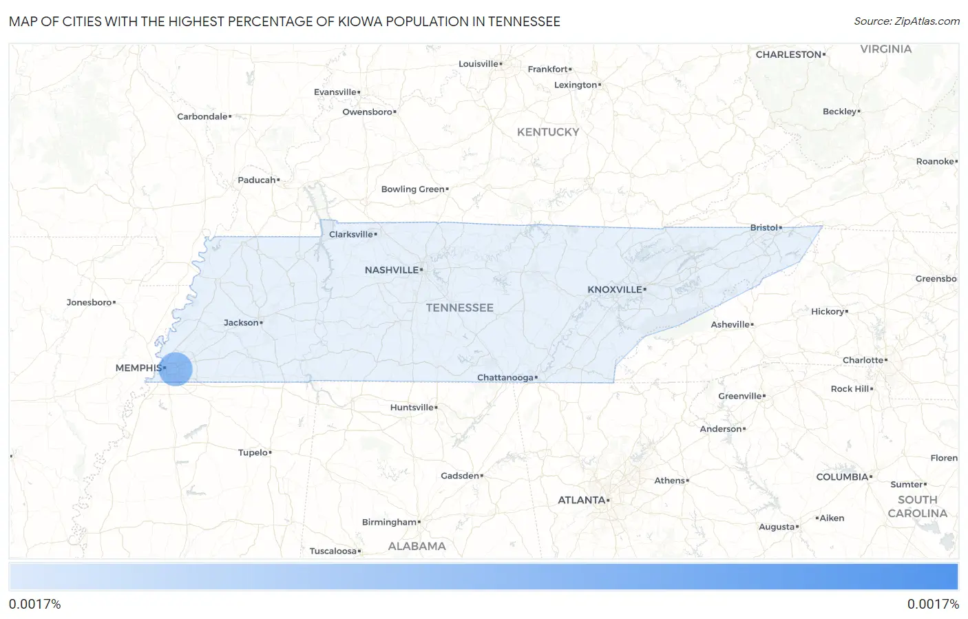 Cities with the Highest Percentage of Kiowa Population in Tennessee Map