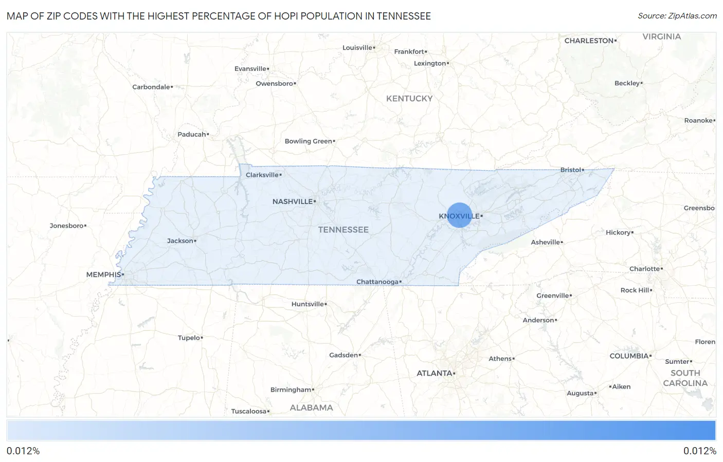 Zip Codes with the Highest Percentage of Hopi Population in Tennessee Map