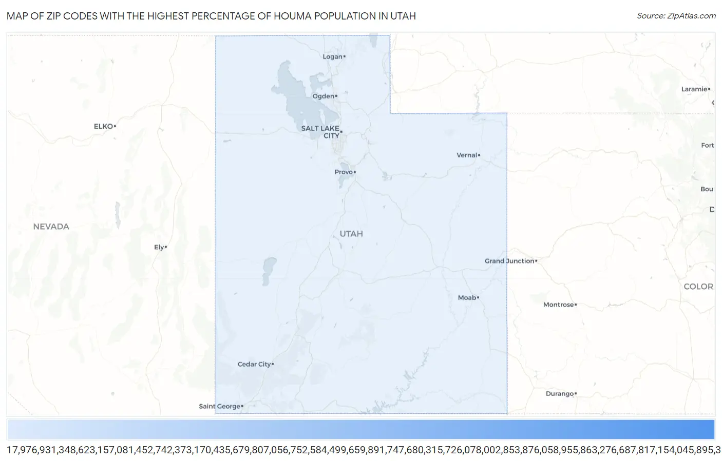 Zip Codes with the Highest Percentage of Houma Population in Utah Map