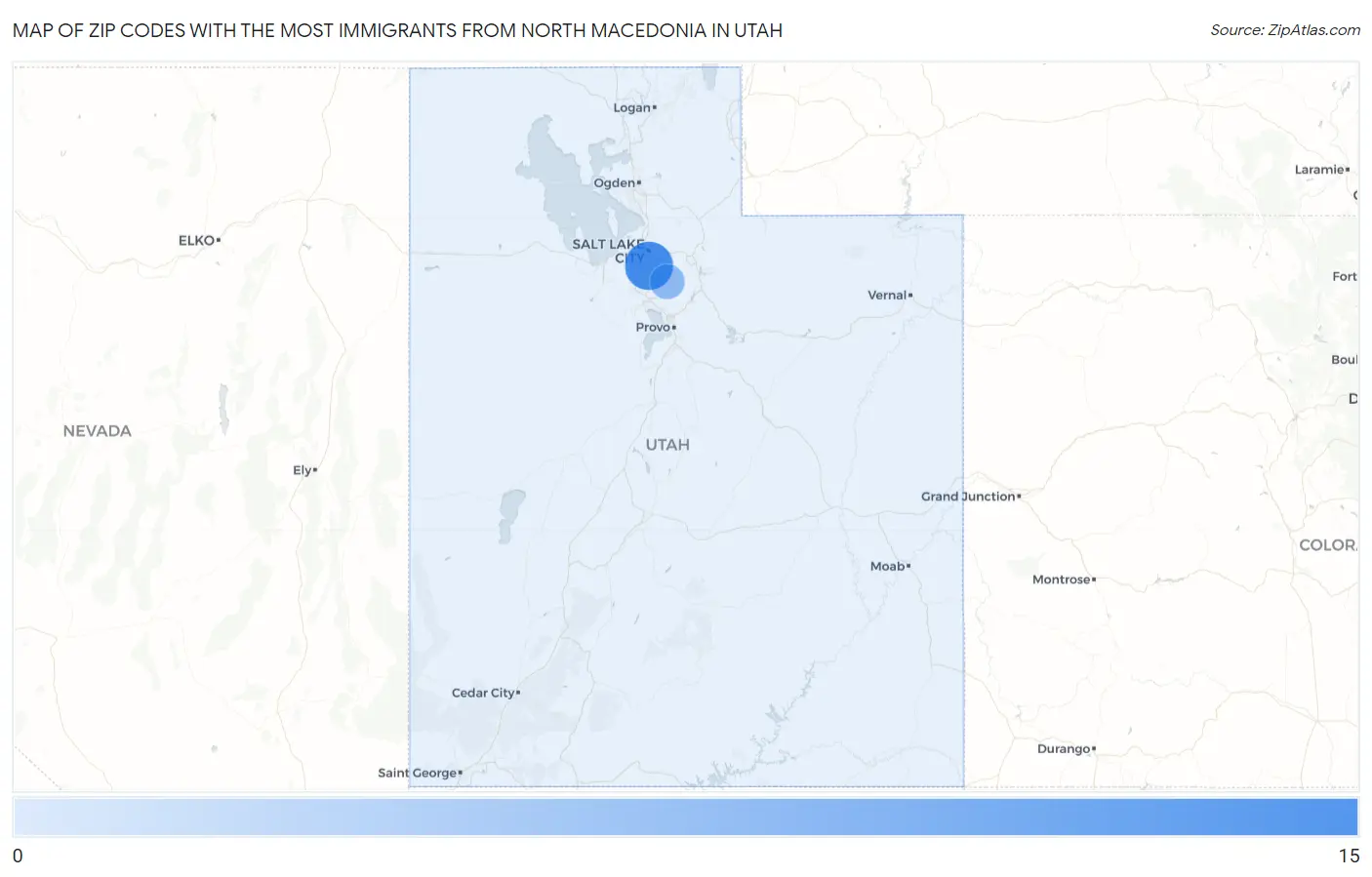 Zip Codes with the Most Immigrants from North Macedonia in Utah Map