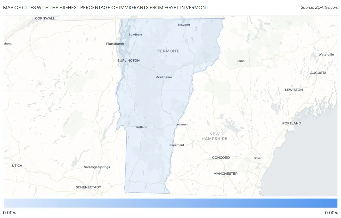 Cities with the Highest Percentage of Immigrants from Egypt in Vermont Map