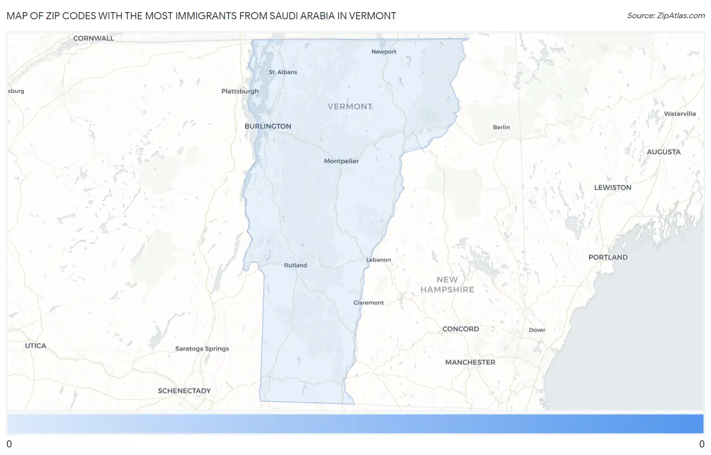 Zip Codes with the Most Immigrants from Saudi Arabia in Vermont Map
