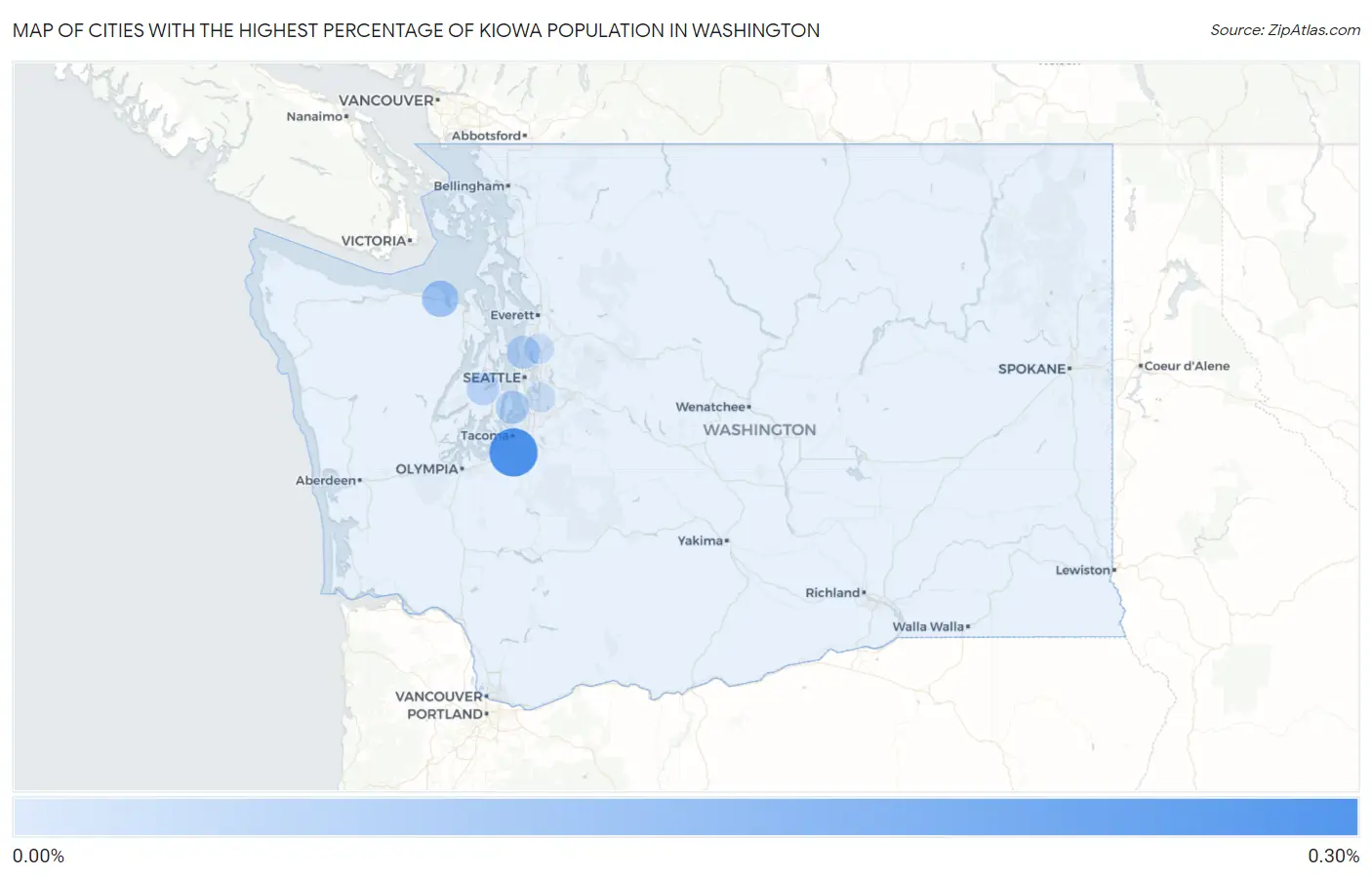 Cities with the Highest Percentage of Kiowa Population in Washington Map