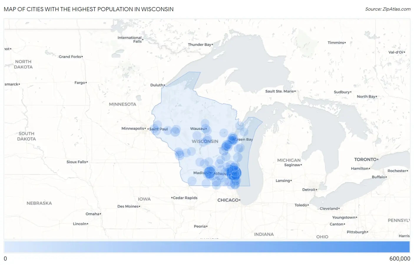 Cities with the Highest Population in Wisconsin Map