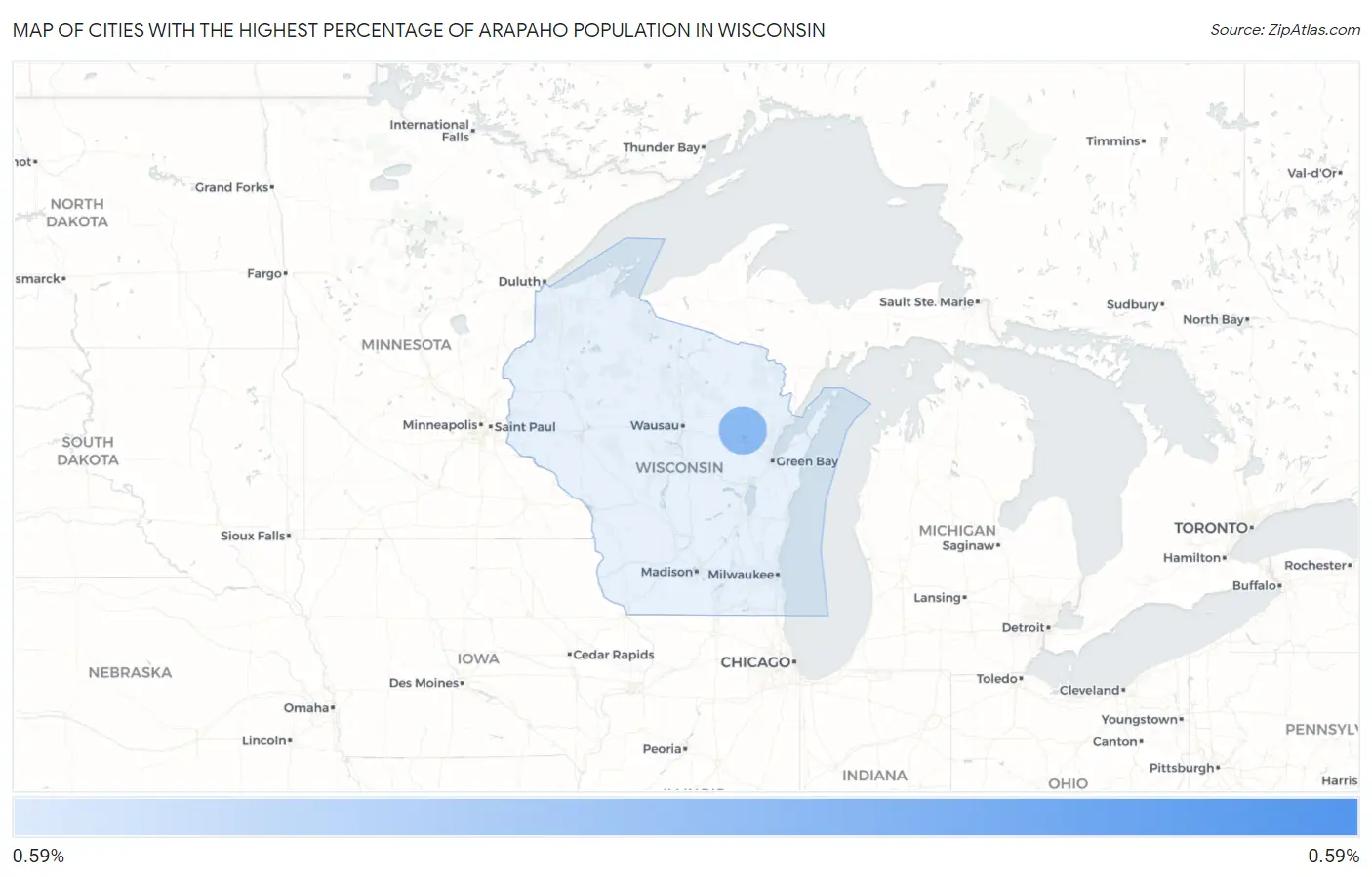 Cities with the Highest Percentage of Arapaho Population in Wisconsin Map