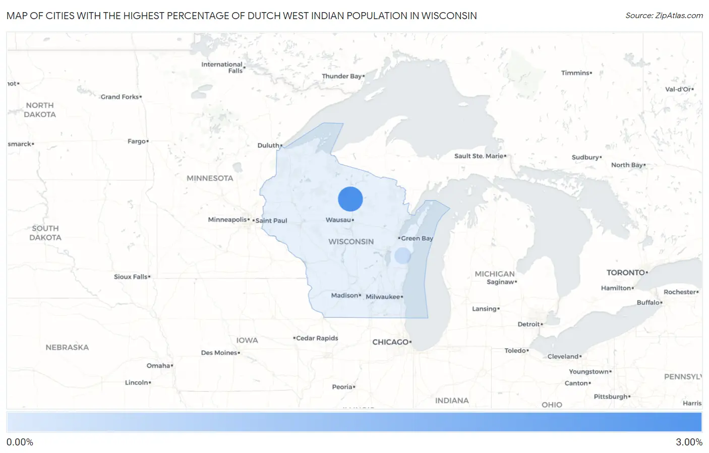 Cities with the Highest Percentage of Dutch West Indian Population in Wisconsin Map