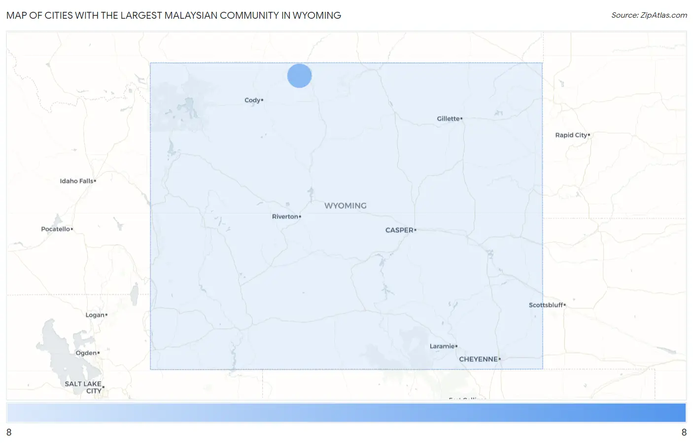 Cities with the Largest Malaysian Community in Wyoming Map