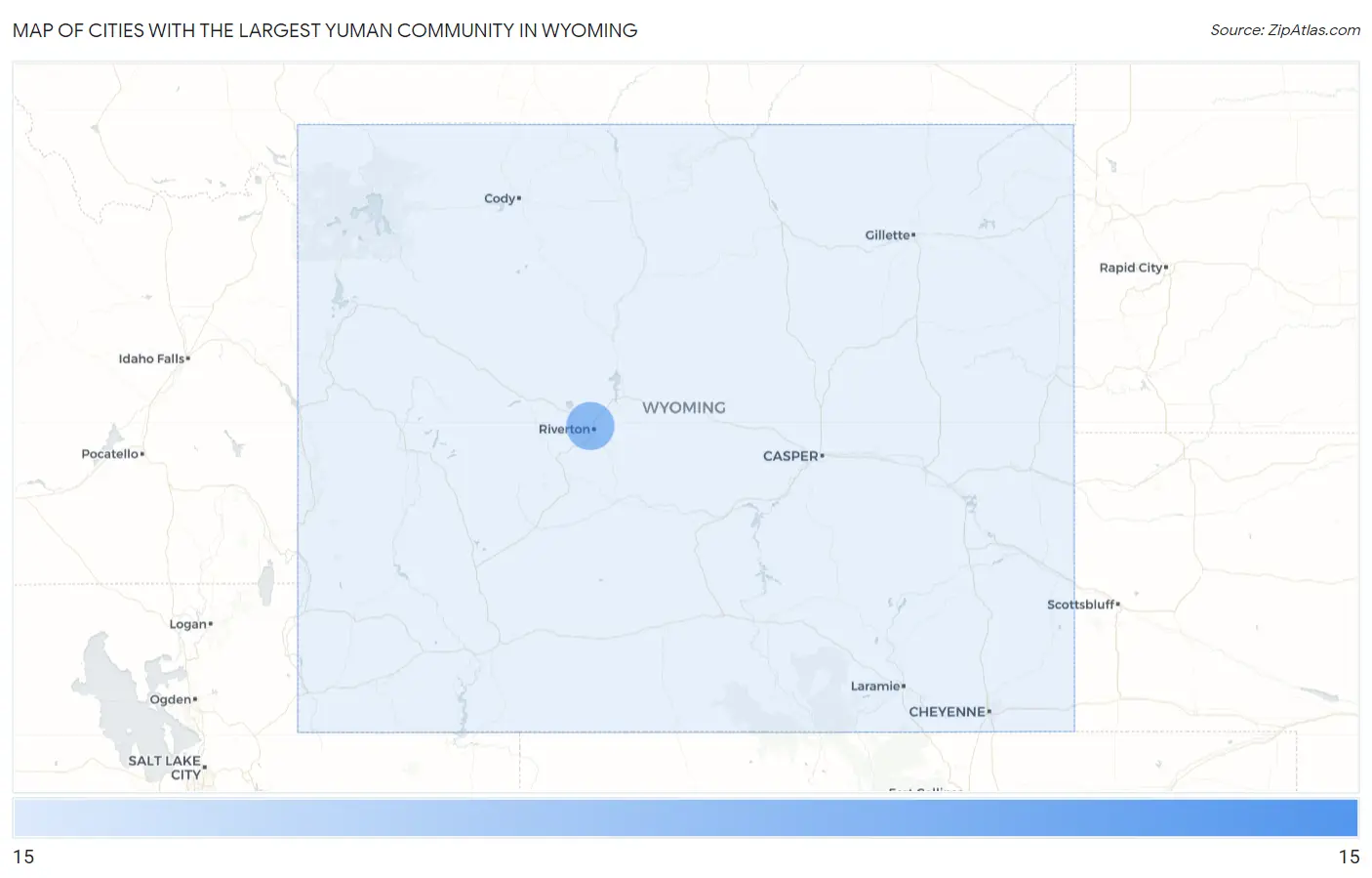 Cities with the Largest Yuman Community in Wyoming Map