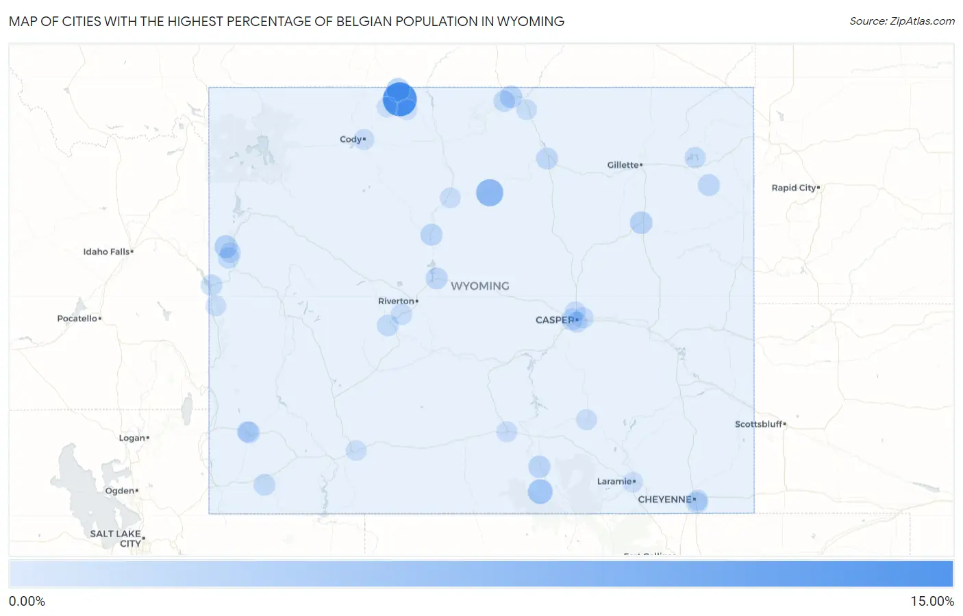 Cities with the Highest Percentage of Belgian Population in Wyoming Map