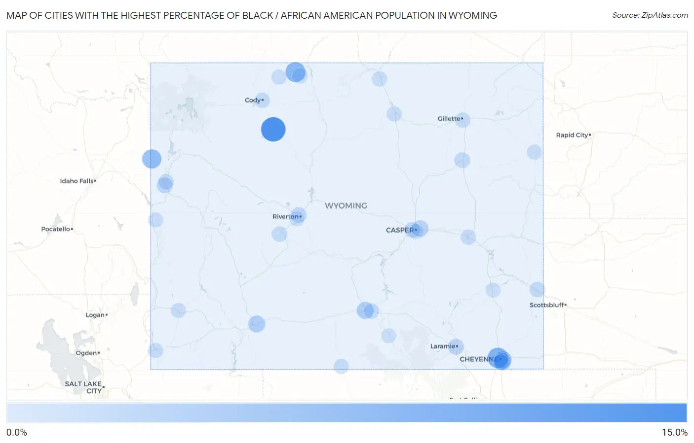 Cities with the Highest Percentage of Black / African American Population in Wyoming Map