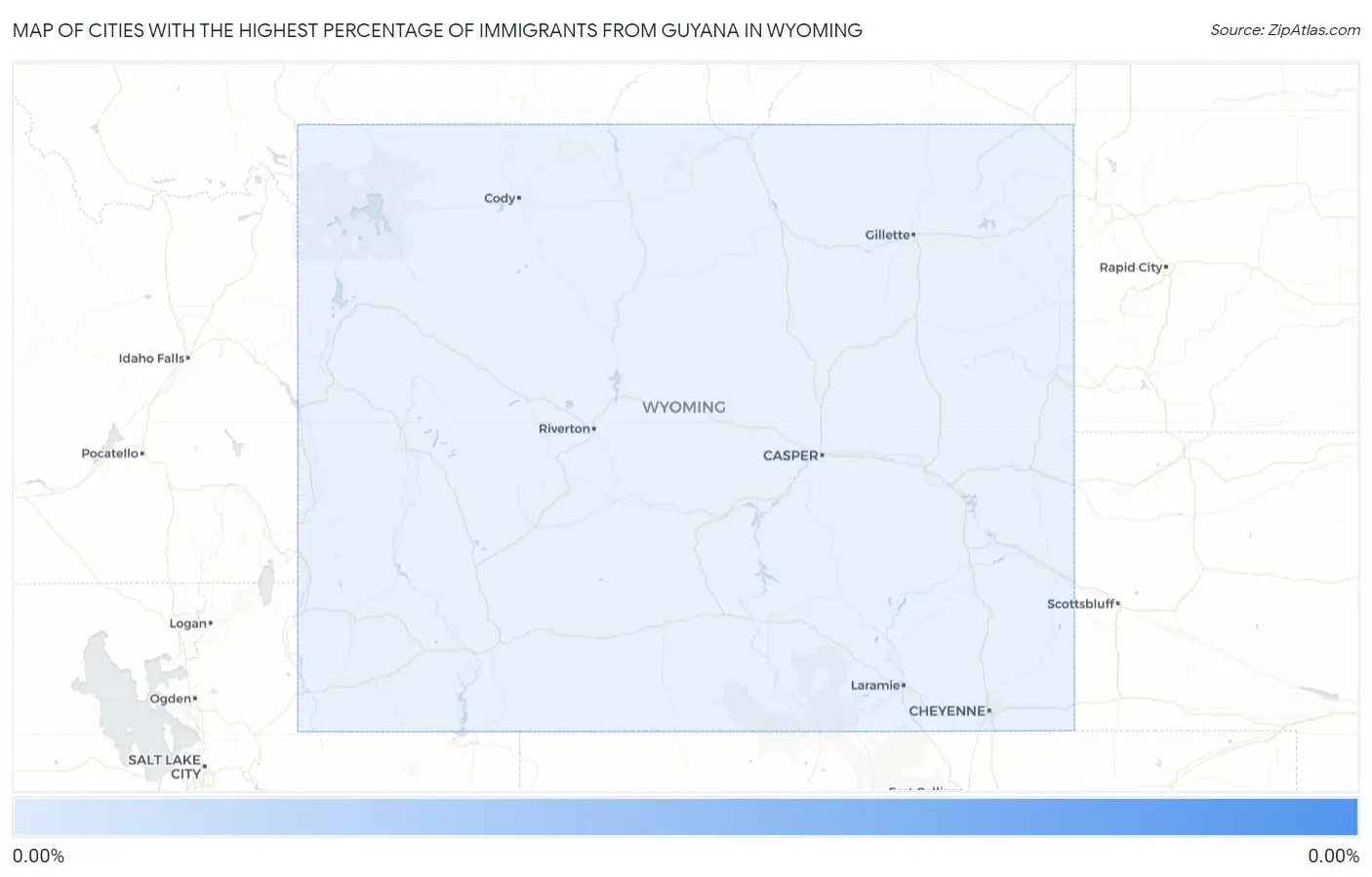 Cities with the Highest Percentage of Immigrants from Guyana in Wyoming Map