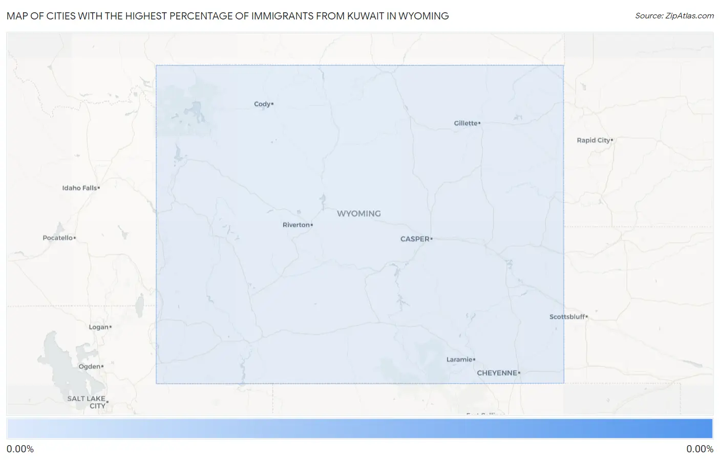 Cities with the Highest Percentage of Immigrants from Kuwait in Wyoming Map