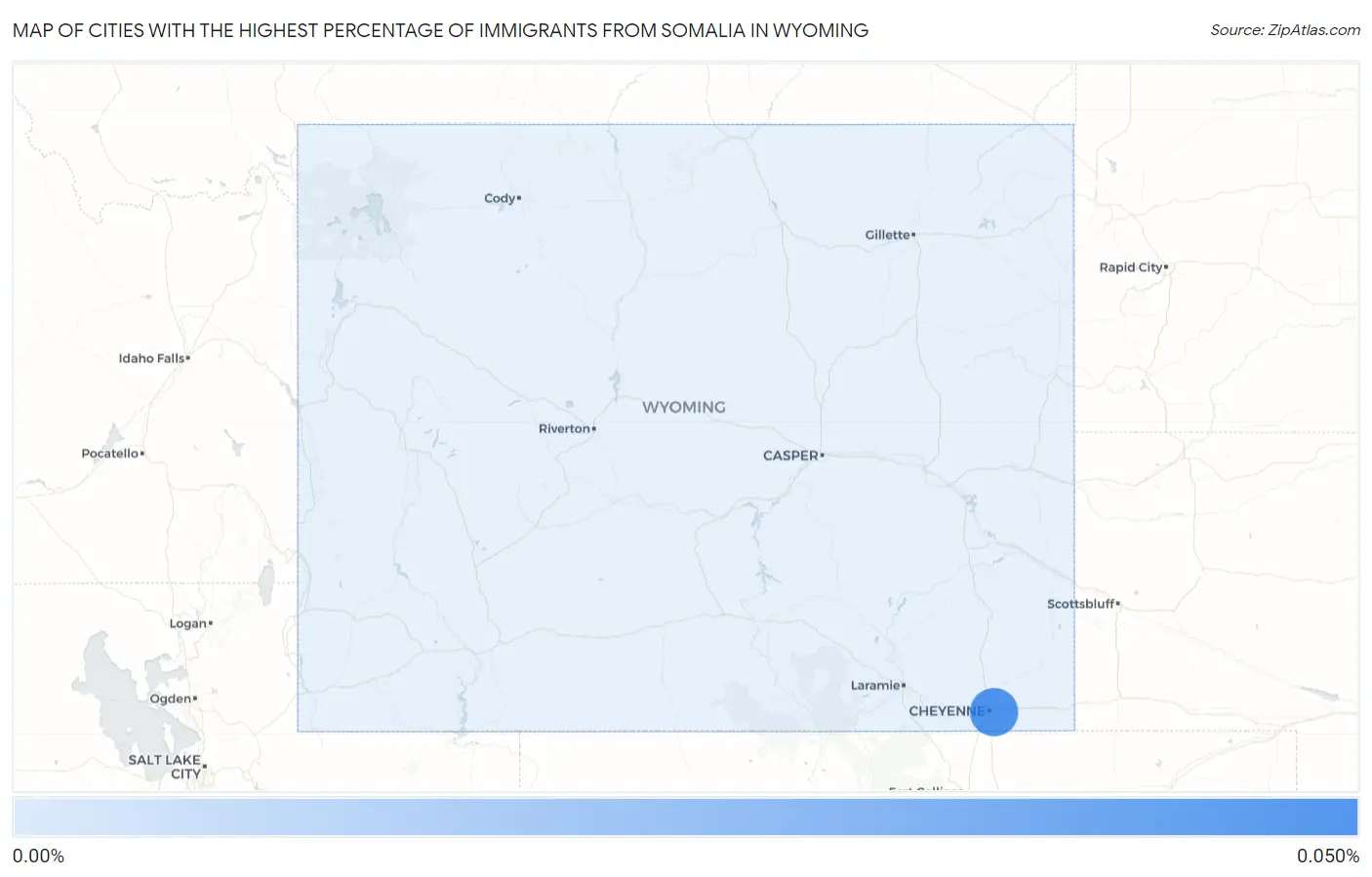Cities with the Highest Percentage of Immigrants from Somalia in Wyoming Map
