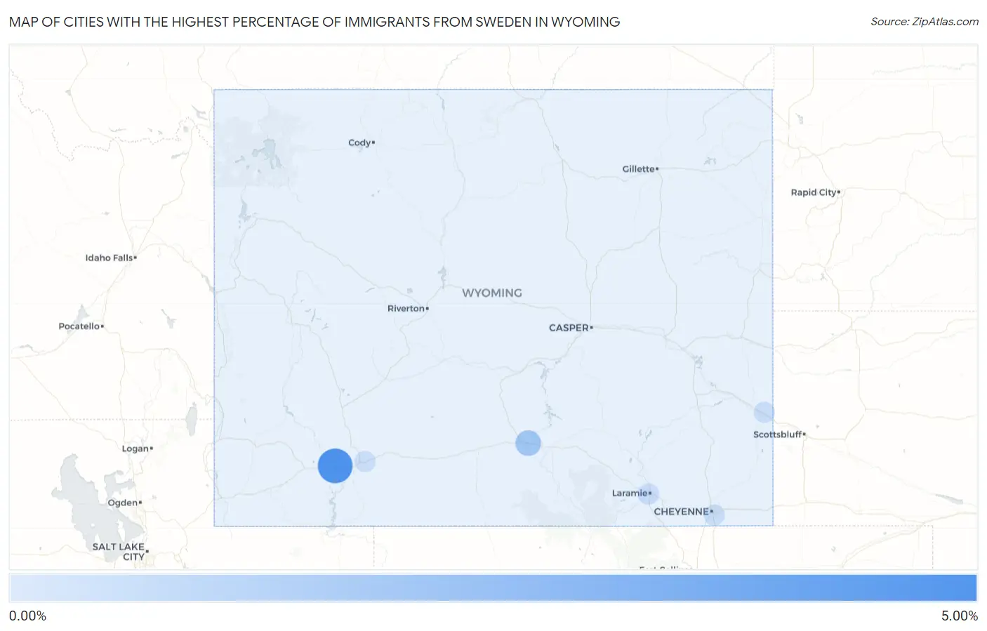 Cities with the Highest Percentage of Immigrants from Sweden in Wyoming Map