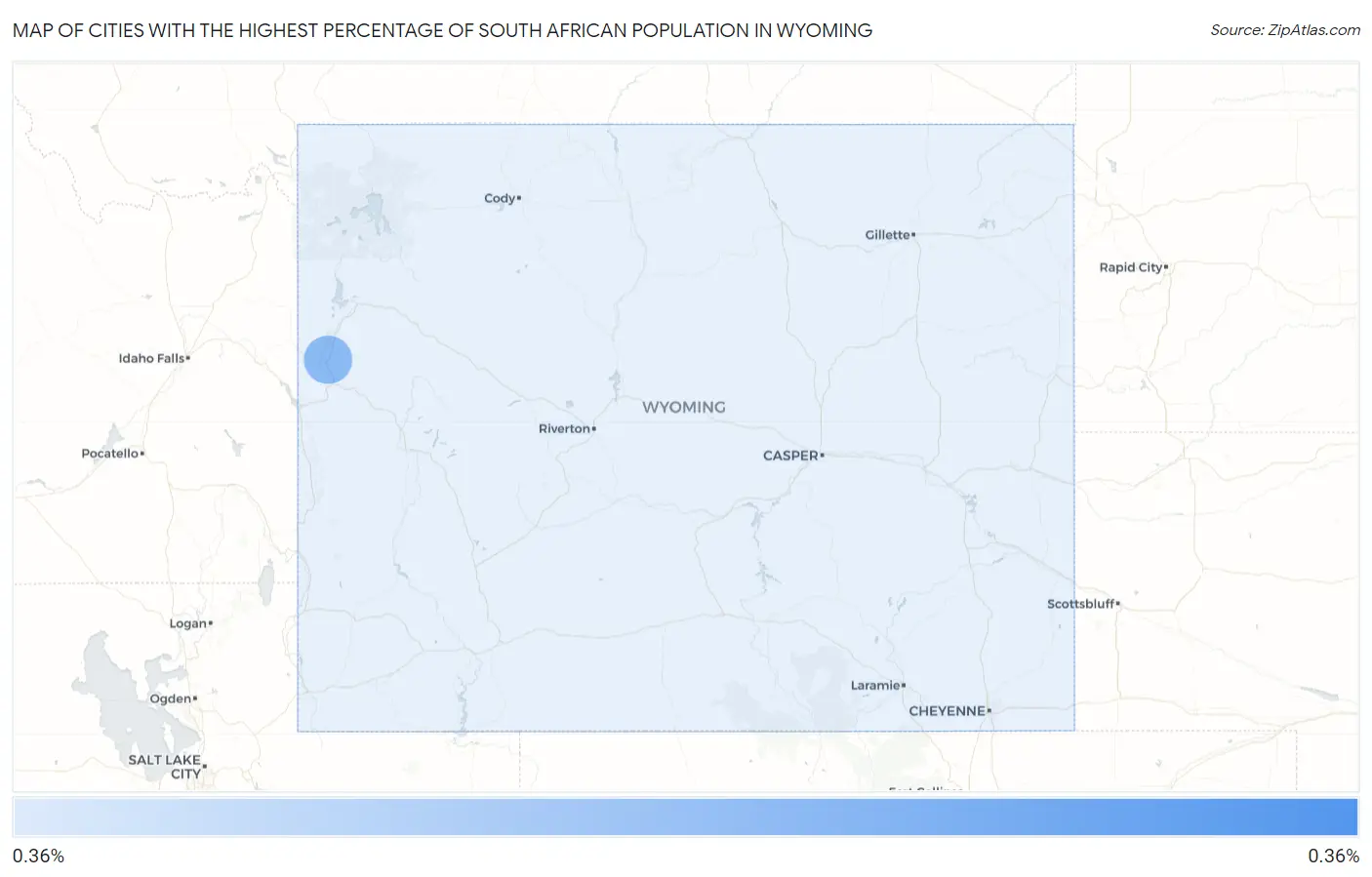 Cities with the Highest Percentage of South African Population in Wyoming Map