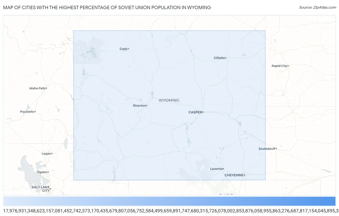 Cities with the Highest Percentage of Soviet Union Population in Wyoming Map