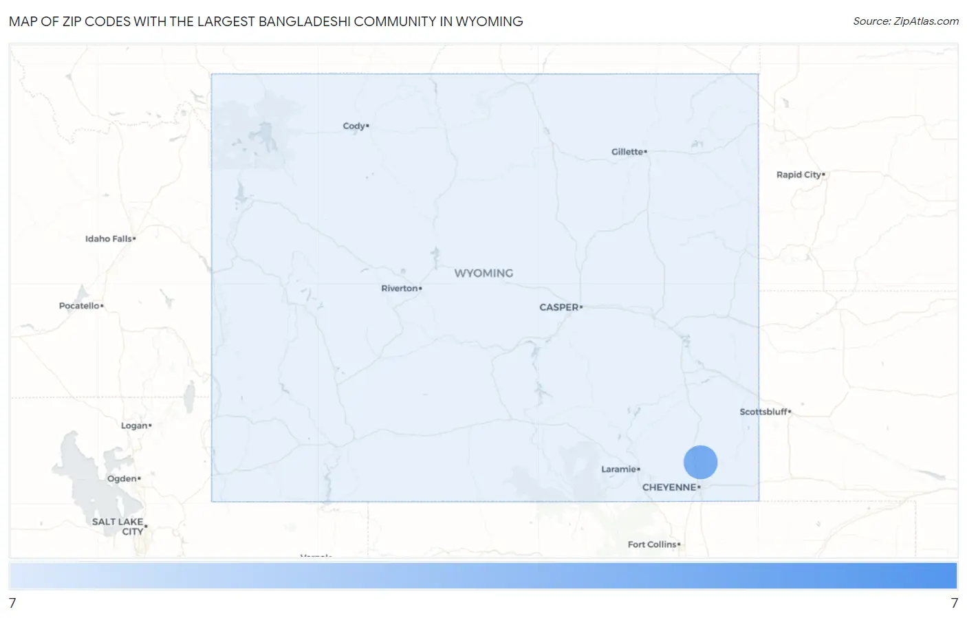 Zip Codes with the Largest Bangladeshi Community in Wyoming Map