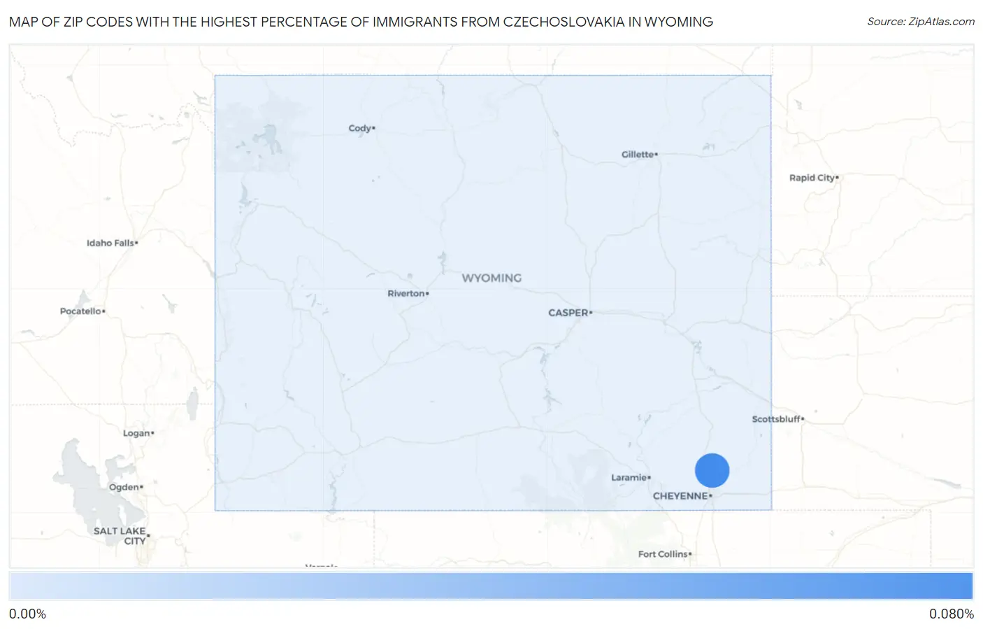 Zip Codes with the Highest Percentage of Immigrants from Czechoslovakia in Wyoming Map