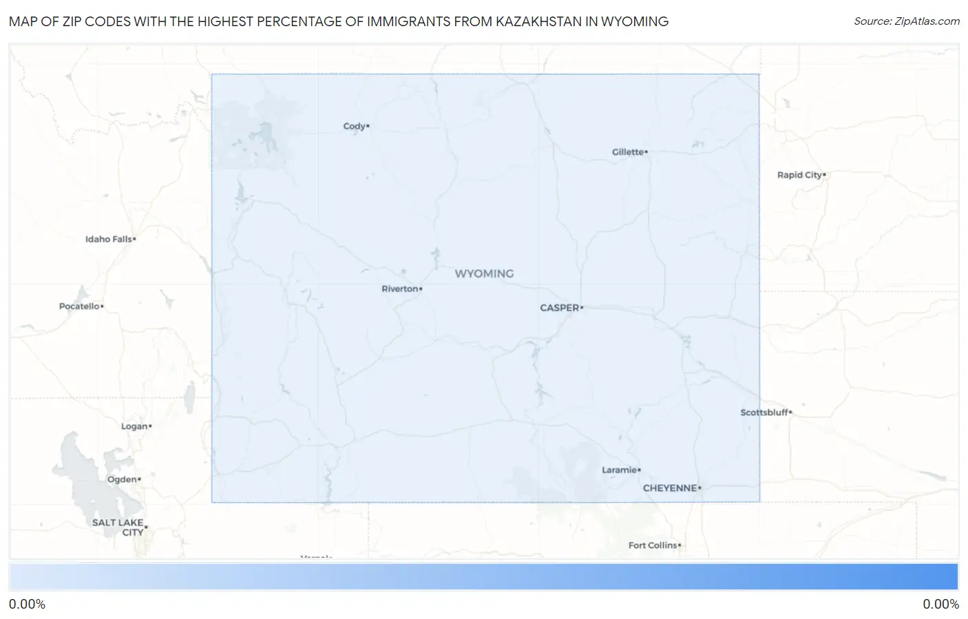 Zip Codes with the Highest Percentage of Immigrants from Kazakhstan in Wyoming Map