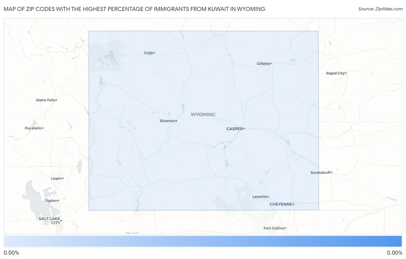 Zip Codes with the Highest Percentage of Immigrants from Kuwait in Wyoming Map