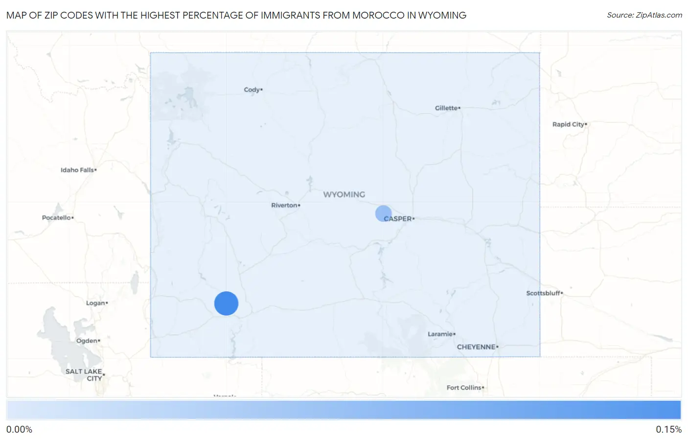 Zip Codes with the Highest Percentage of Immigrants from Morocco in Wyoming Map