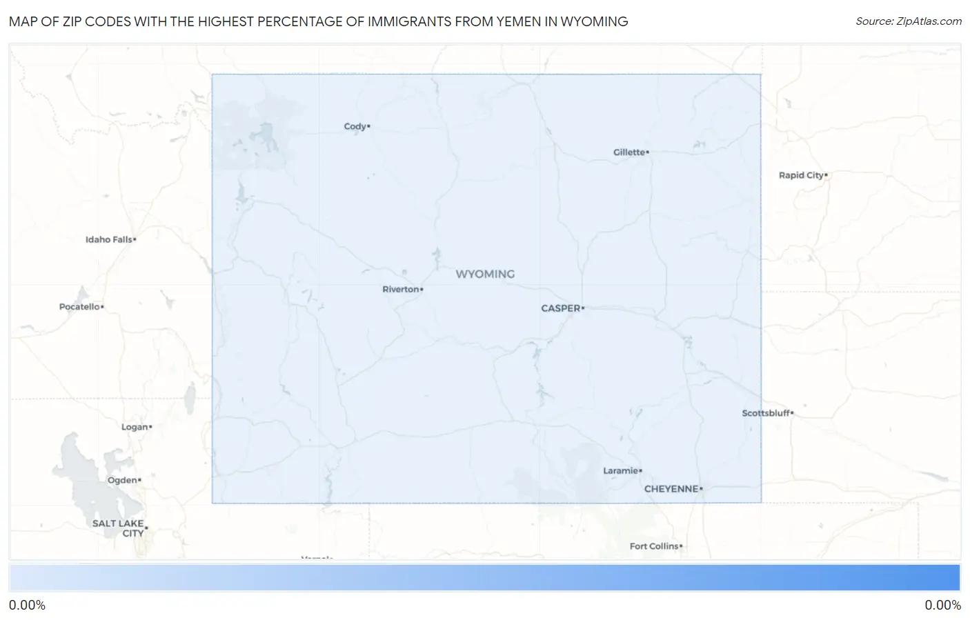 Zip Codes with the Highest Percentage of Immigrants from Yemen in Wyoming Map