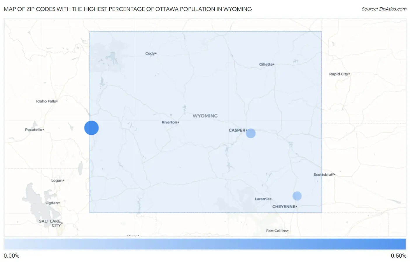 Zip Codes with the Highest Percentage of Ottawa Population in Wyoming Map