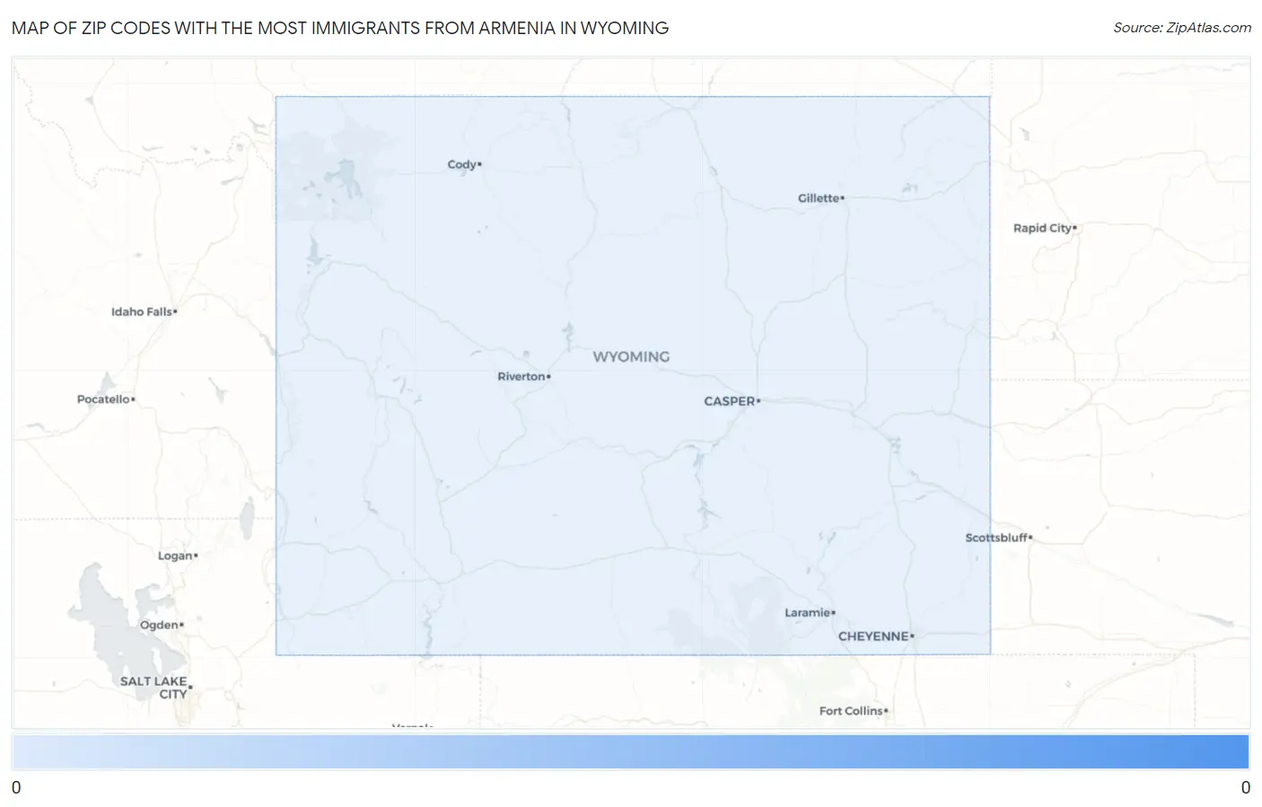 Zip Codes with the Most Immigrants from Armenia in Wyoming Map