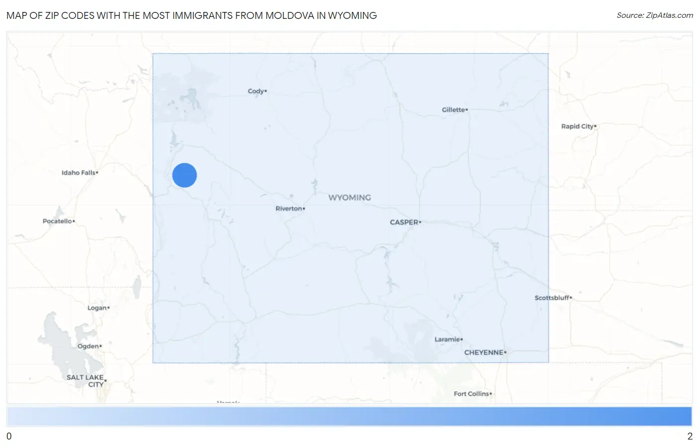 Zip Codes with the Most Immigrants from Moldova in Wyoming Map