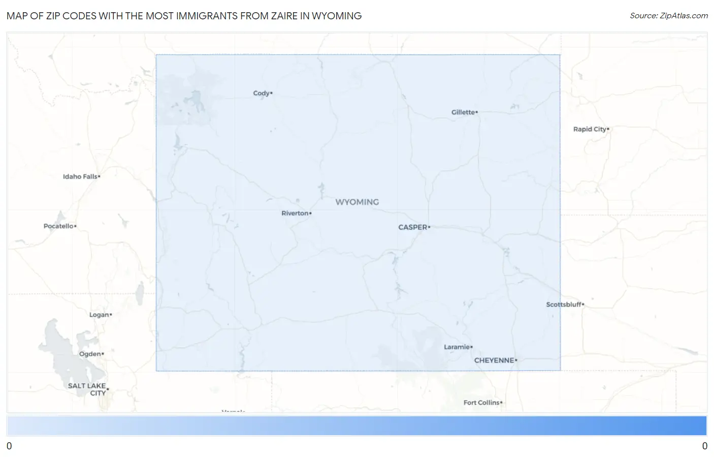 Zip Codes with the Most Immigrants from Zaire in Wyoming Map