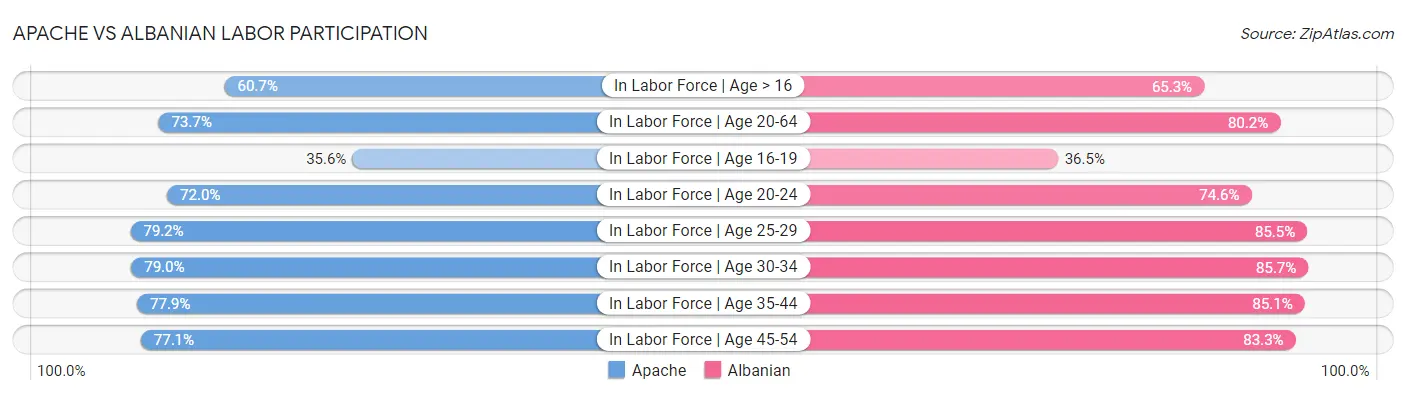 Apache vs Albanian Labor Participation