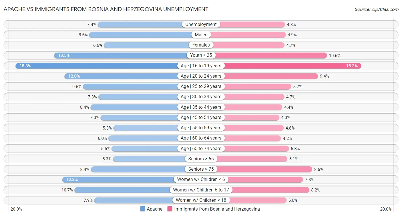 Apache vs Immigrants from Bosnia and Herzegovina Unemployment