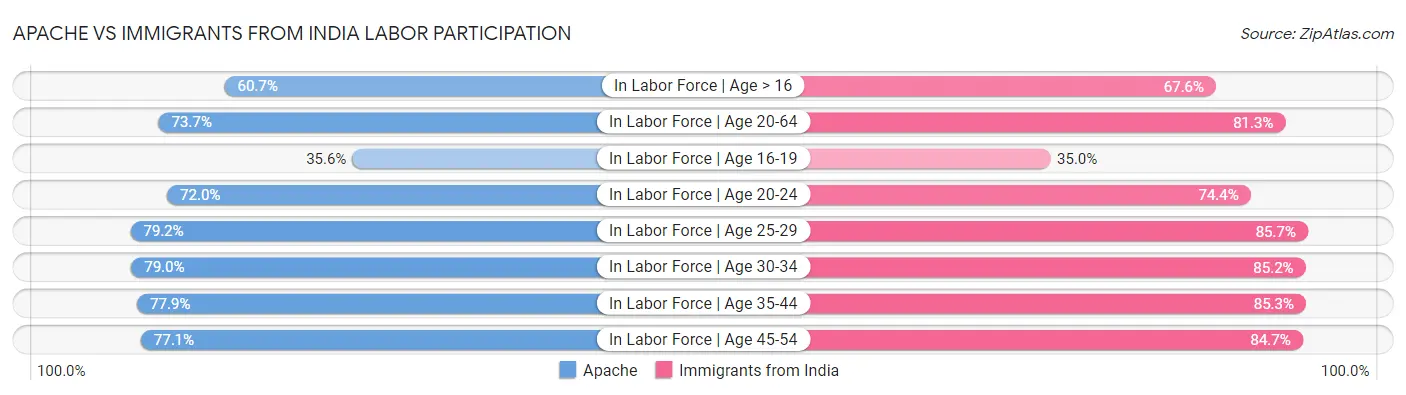 Apache vs Immigrants from India Labor Participation