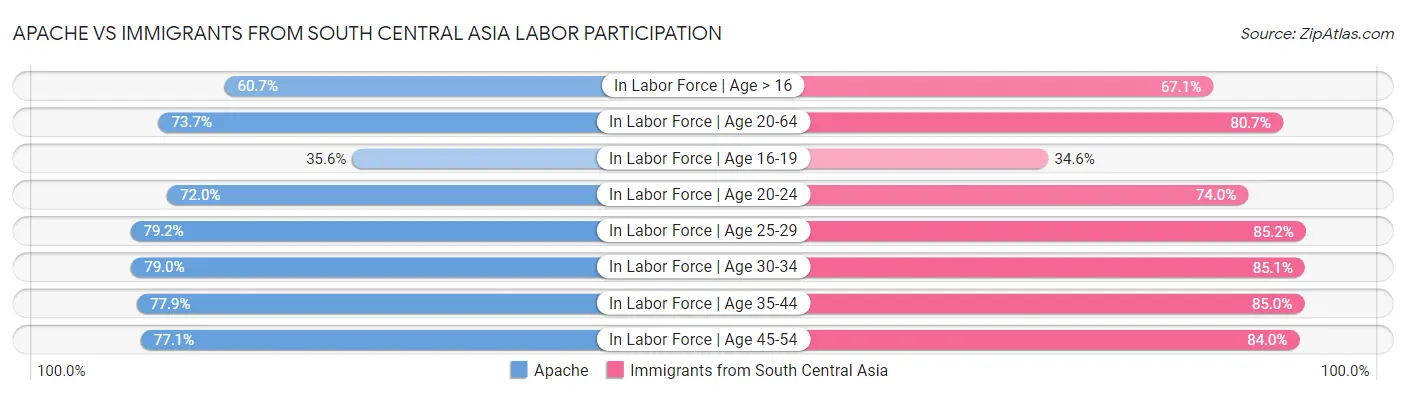 Apache vs Immigrants from South Central Asia Labor Participation