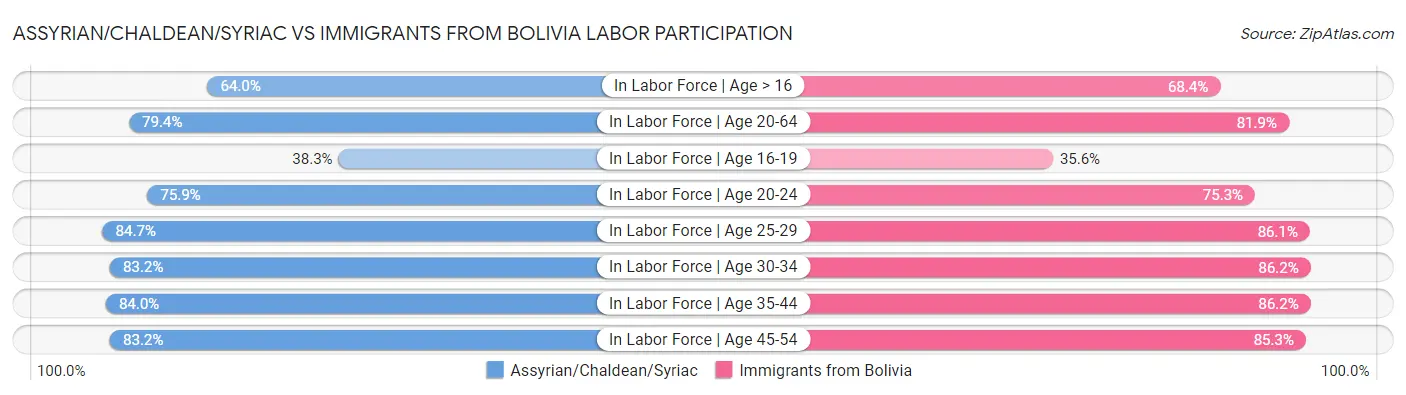 Assyrian/Chaldean/Syriac vs Immigrants from Bolivia Labor Participation