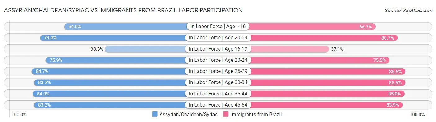 Assyrian/Chaldean/Syriac vs Immigrants from Brazil Labor Participation