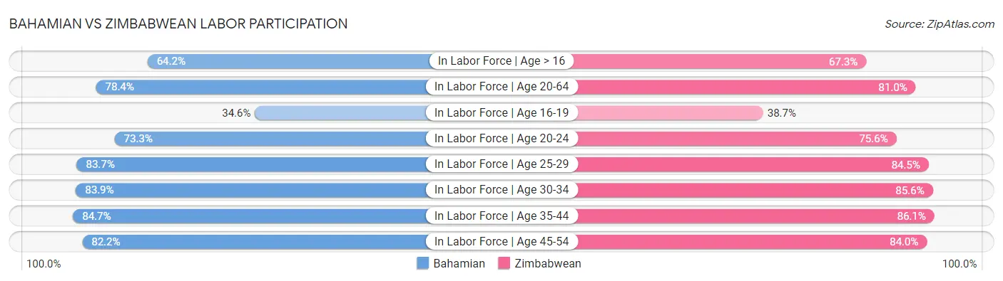 Bahamian vs Zimbabwean Labor Participation