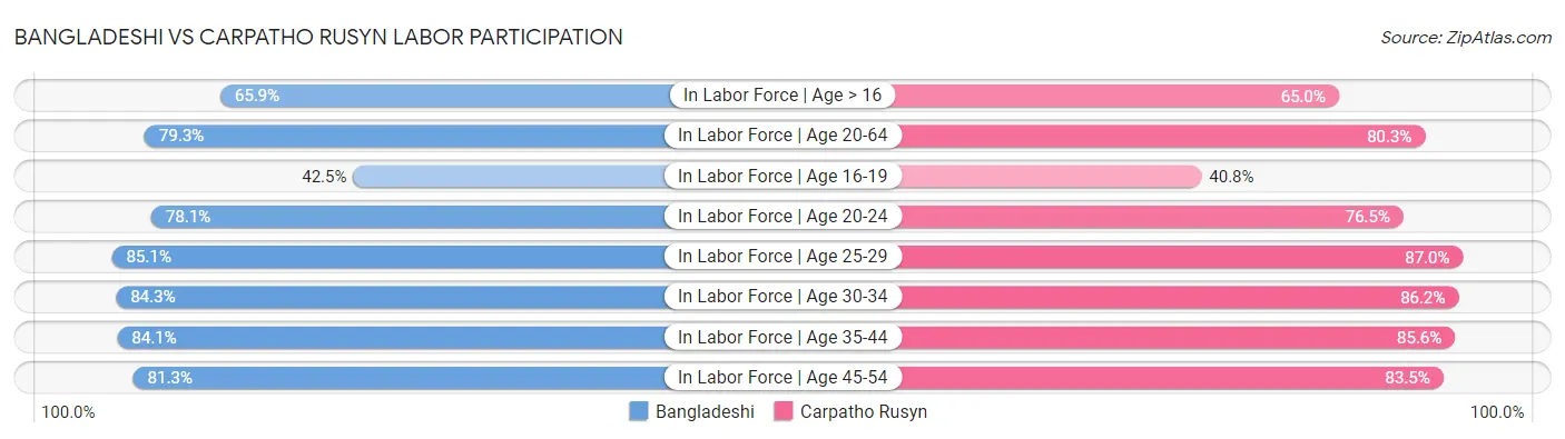 Bangladeshi vs Carpatho Rusyn Labor Participation
