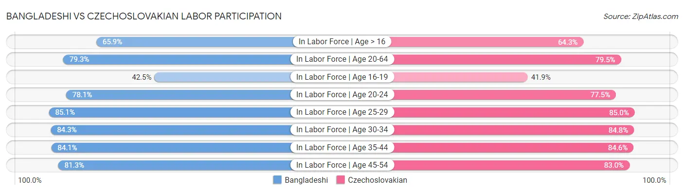 Bangladeshi vs Czechoslovakian Labor Participation