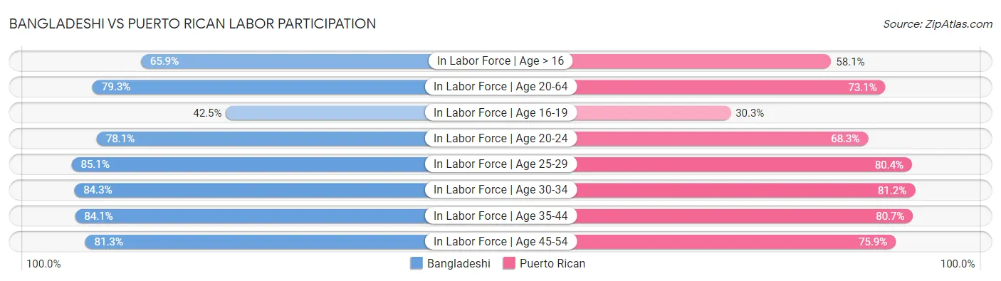 Bangladeshi vs Puerto Rican Labor Participation
