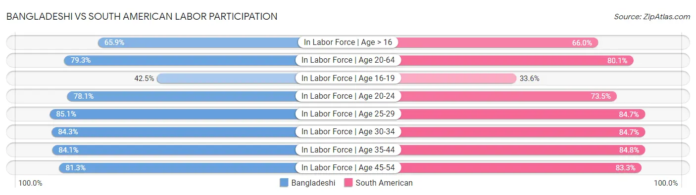 Bangladeshi vs South American Labor Participation