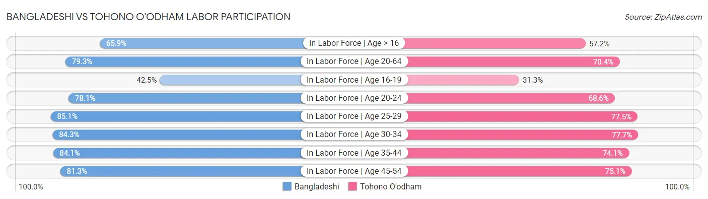 Bangladeshi vs Tohono O'odham Labor Participation