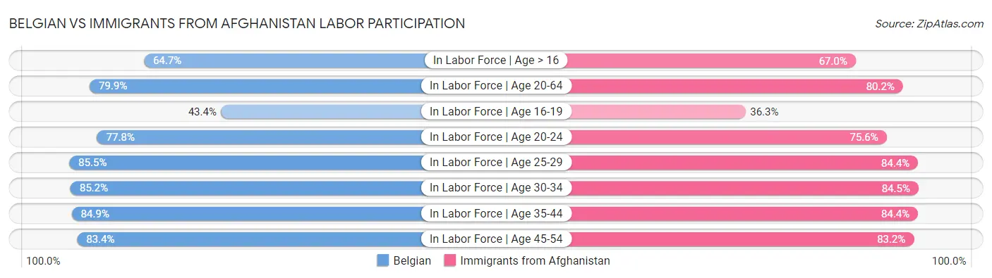 Belgian vs Immigrants from Afghanistan Labor Participation