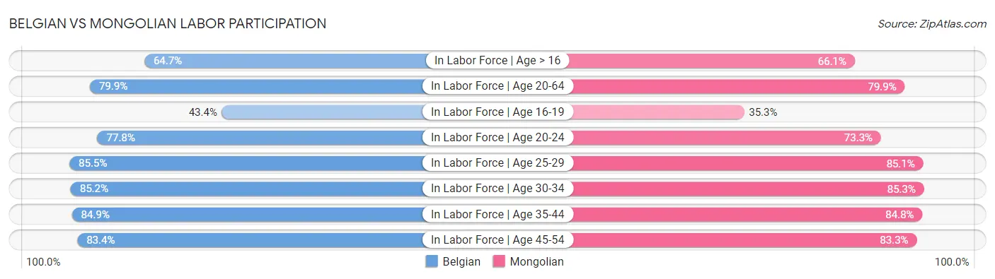 Belgian vs Mongolian Labor Participation