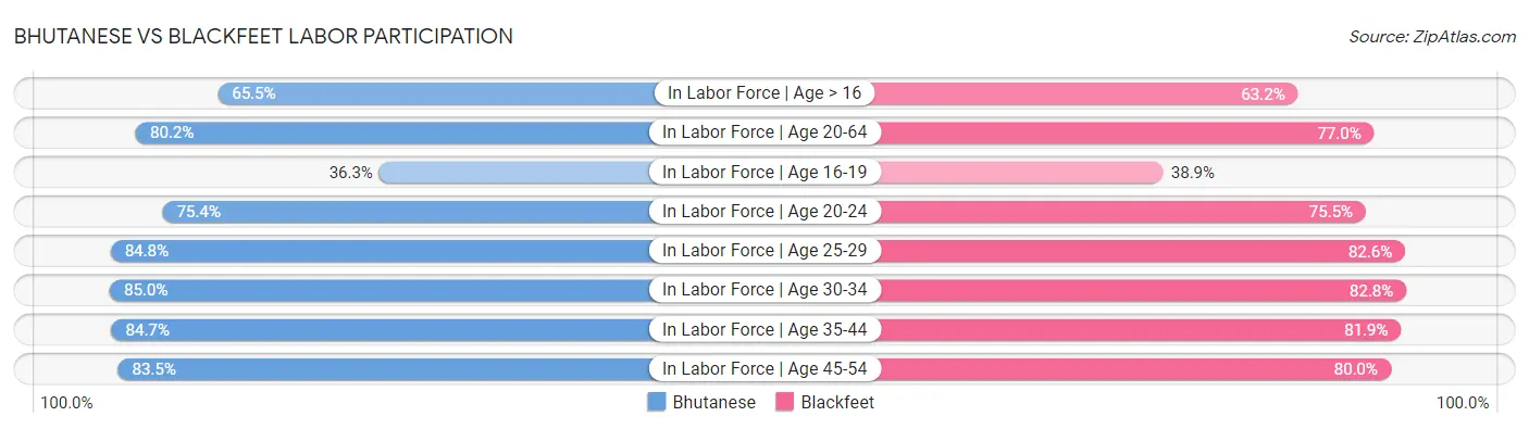Bhutanese vs Blackfeet Labor Participation