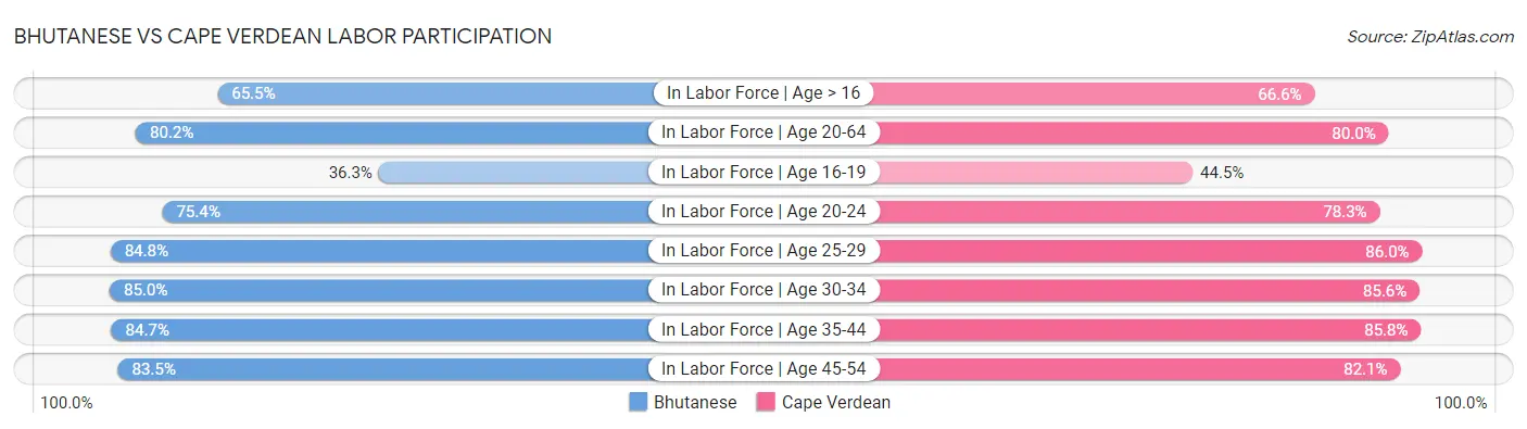 Bhutanese vs Cape Verdean Labor Participation