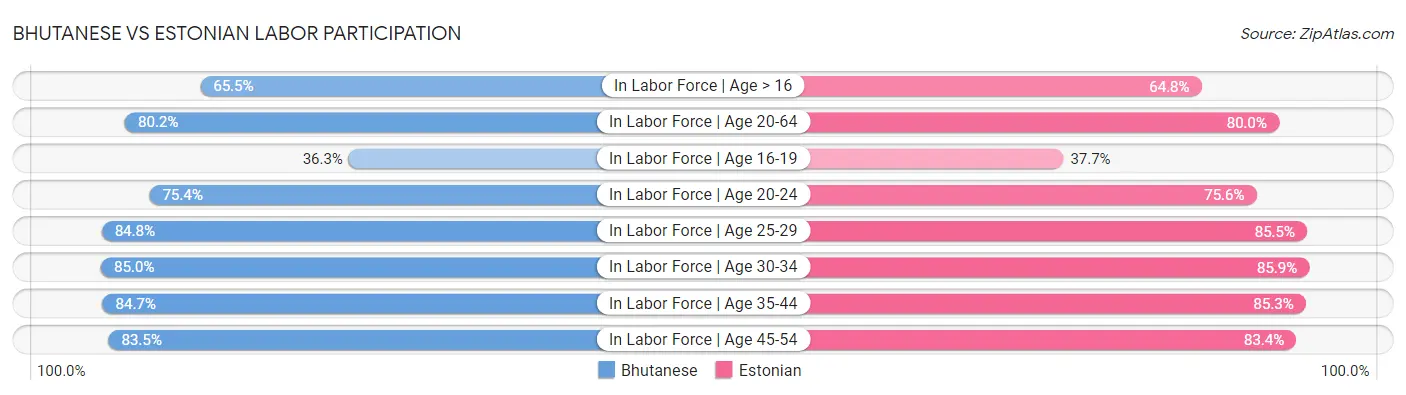 Bhutanese vs Estonian Labor Participation