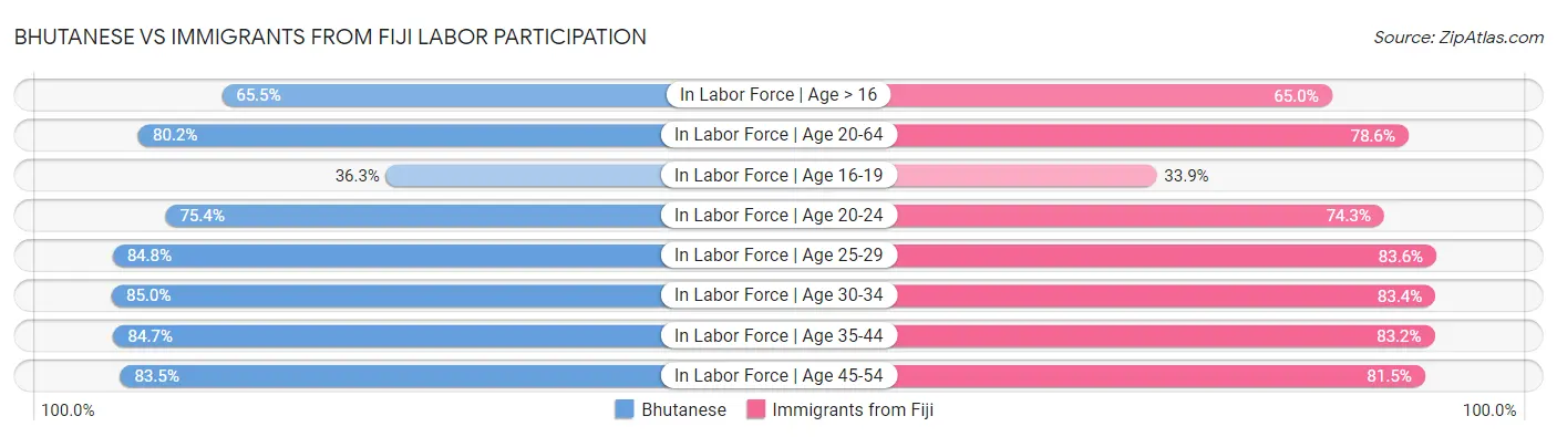 Bhutanese vs Immigrants from Fiji Labor Participation